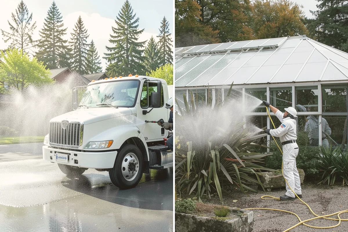 French Window Cleaning in Eatonville, Pierce County, WA - Rinse loose grime from the divided panes