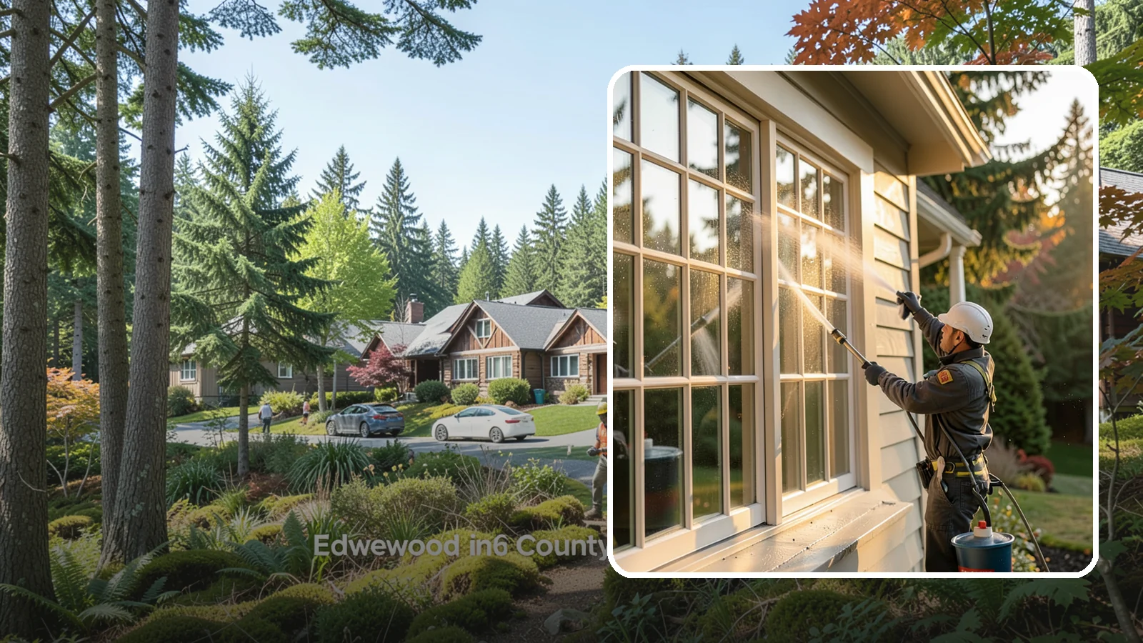 French Window Cleaning in Edgewood, Pierce County, WA - Detailed cleaning of multi-pane French windows, clearing every divided light and the muntins between them.