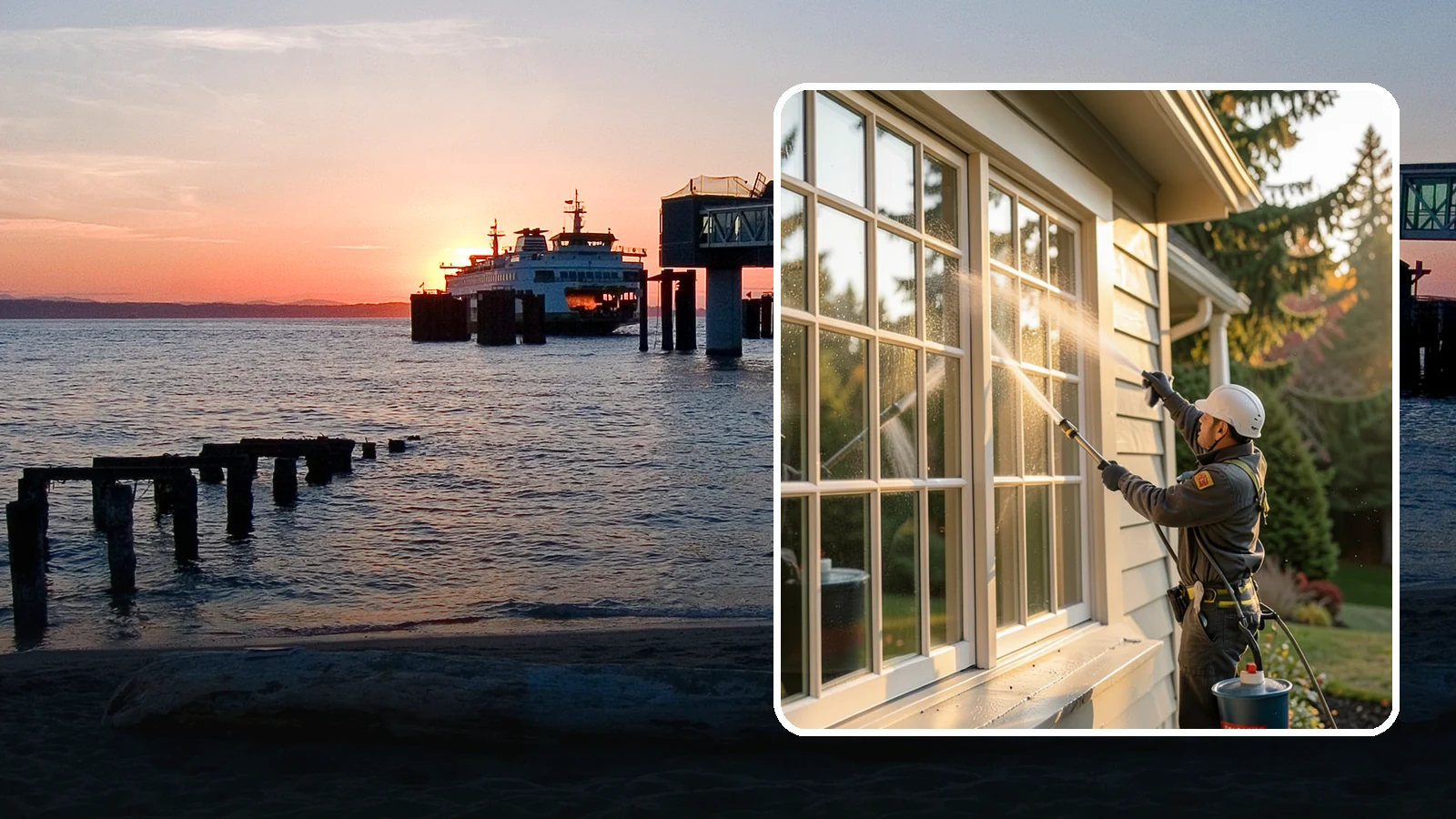 French Window Cleaning in Edmonds, Snohomish County, WA - Detailed cleaning of multi-pane French windows, clearing every divided light and the muntins between them.