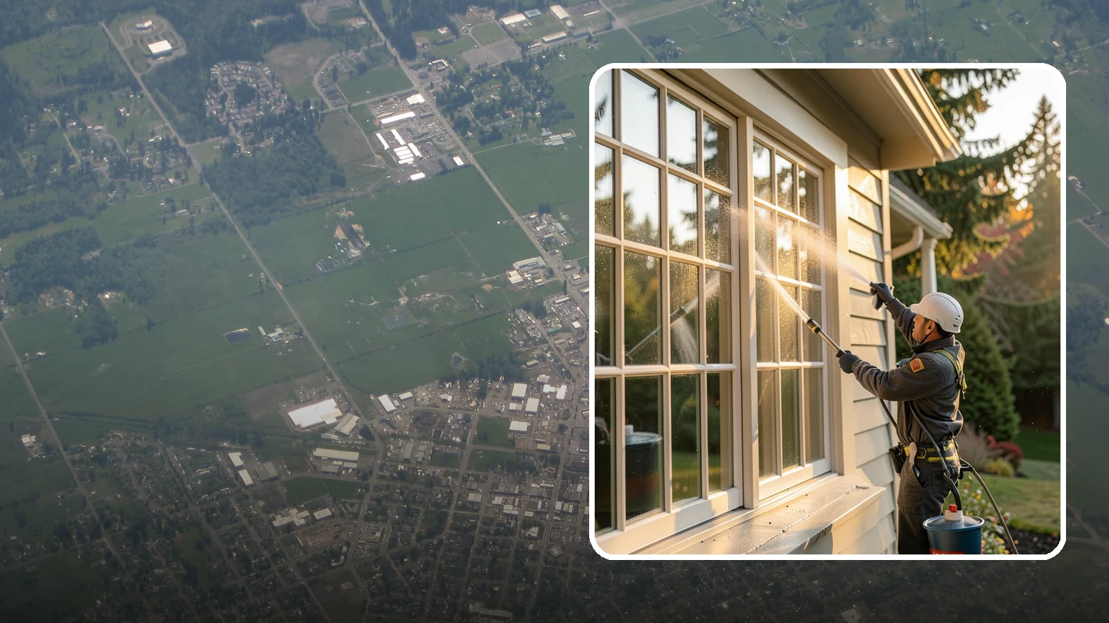 French Window Cleaning in Enumclaw, King County, WA - Detailed cleaning of multi-pane French windows, clearing every divided light and the muntins between them.