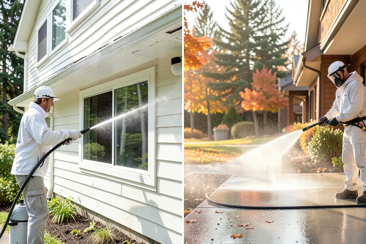 French Window Cleaning in Enumclaw, King County, WA - Rinse loose grime from the divided panes