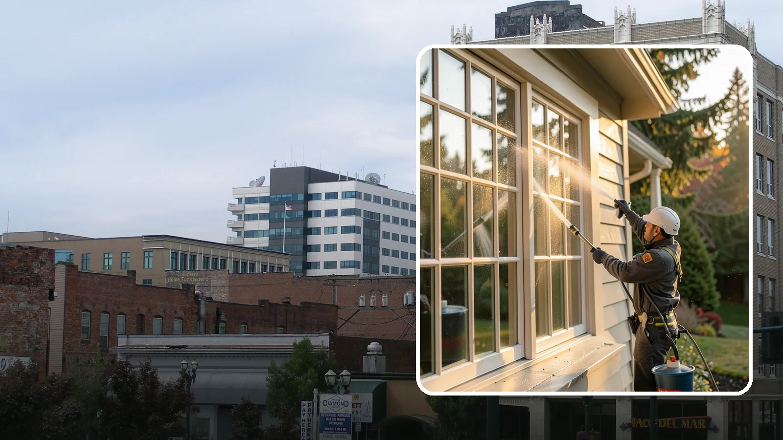 French Window Cleaning in Everett, Snohomish County, WA - Detailed cleaning of multi-pane French windows, clearing every divided light and the muntins between them.