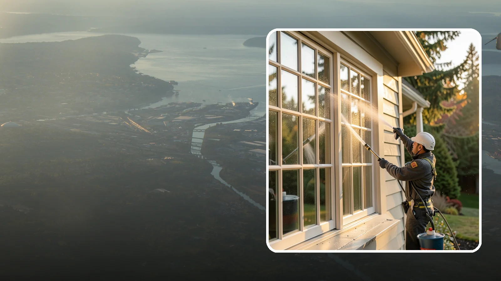 French Window Cleaning in Fife, Pierce County, WA - Detailed cleaning of multi-pane French windows, clearing every divided light and the muntins between them.