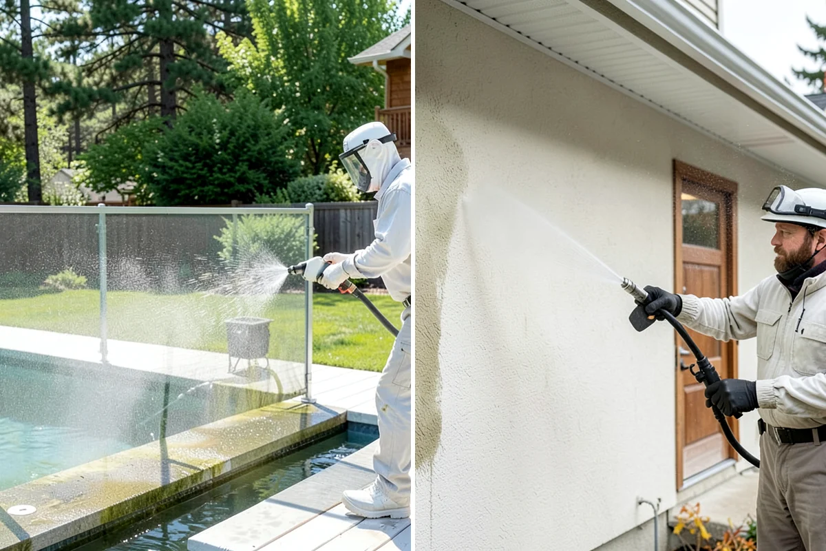 French Window Cleaning in Fircrest, Pierce County, WA - Rinse loose grime from the divided panes