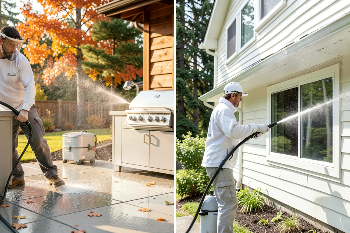 French Window Cleaning in Gig Harbor, Pierce County, WA - Rinse loose grime from the divided panes