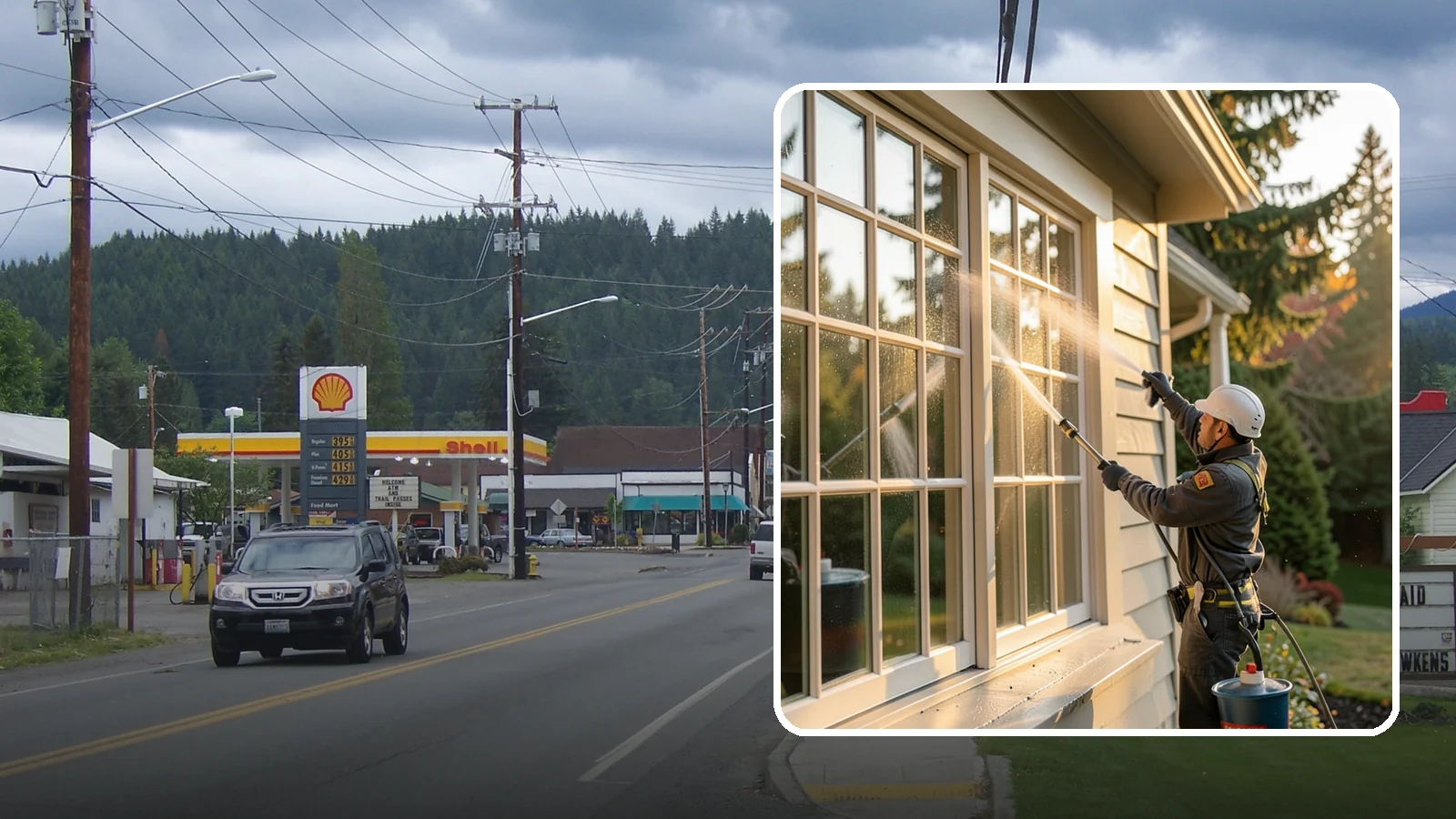 French Window Cleaning in Granite Falls, Snohomish County, WA - Detailed cleaning of multi-pane French windows, clearing every divided light and the muntins between them.