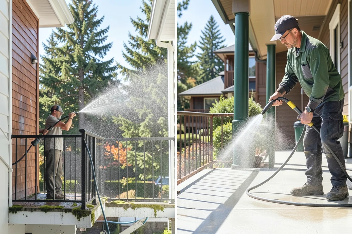 French Window Cleaning in Granite Falls, Snohomish County, WA - Rinse loose grime from the divided panes