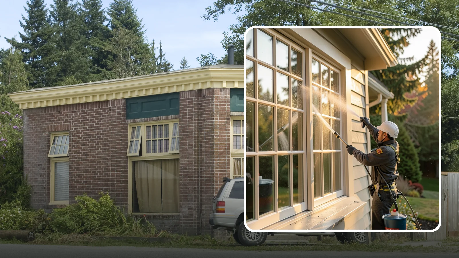 French Window Cleaning in Hamilton, Skagit County, WA - Detailed cleaning of multi-pane French windows, clearing every divided light and the muntins between them.