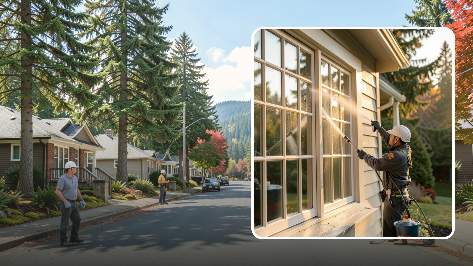 French Window Cleaning in Hunts Point, King County, WA - Detailed cleaning of multi-pane French windows, clearing every divided light and the muntins between them.