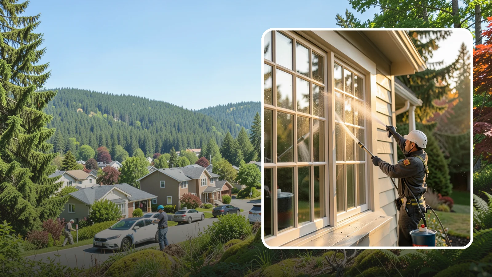 French Window Cleaning in Index, Snohomish County, WA - Detailed cleaning of multi-pane French windows, clearing every divided light and the muntins between them.