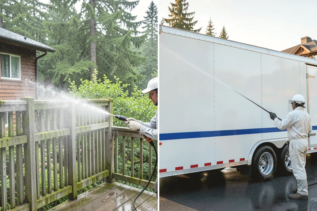 French Window Cleaning in Issaquah, King County, WA - Rinse loose grime from the divided panes