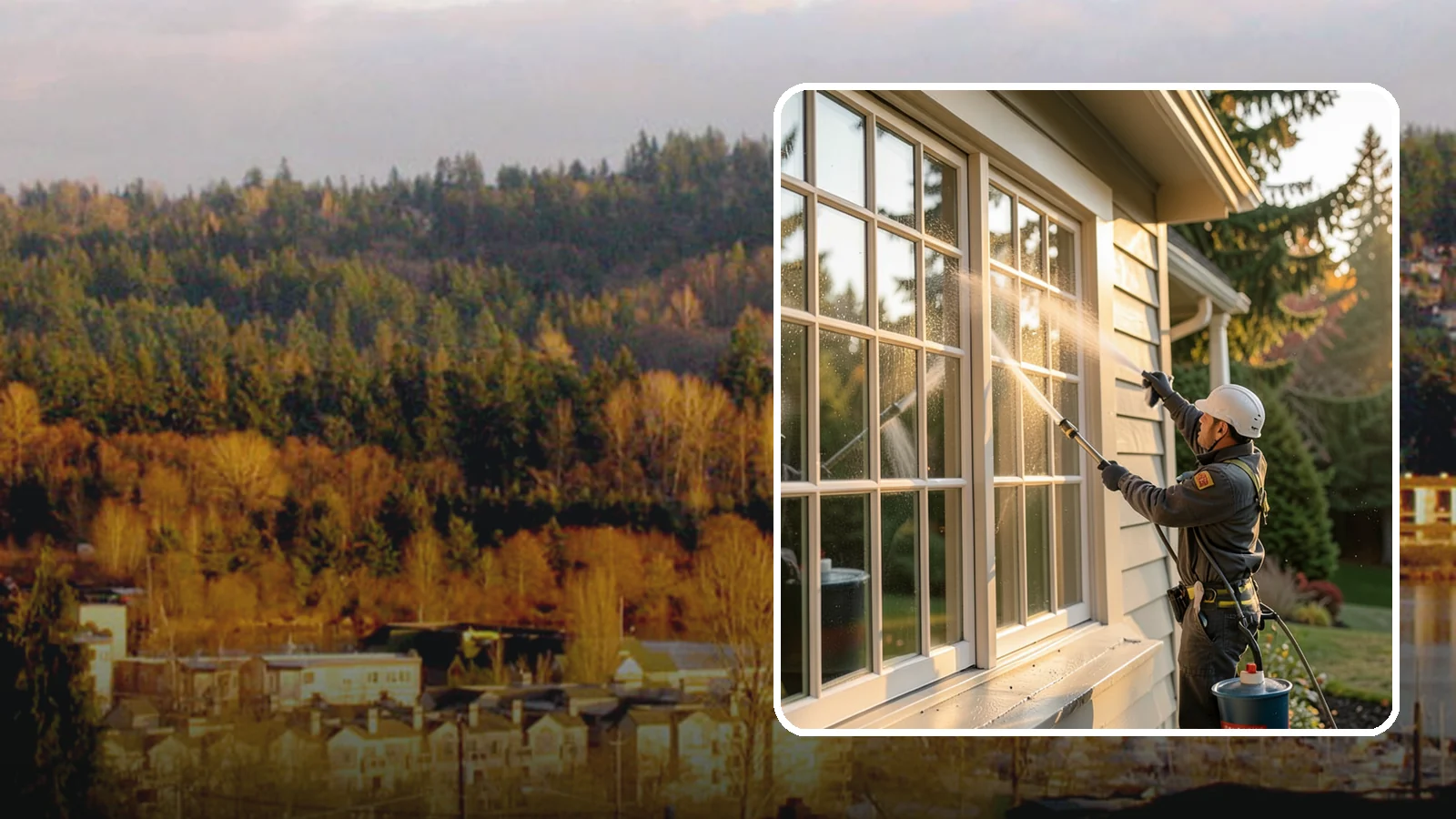 French Window Cleaning in Kenmore, King County, WA - Detailed cleaning of multi-pane French windows, clearing every divided light and the muntins between them.