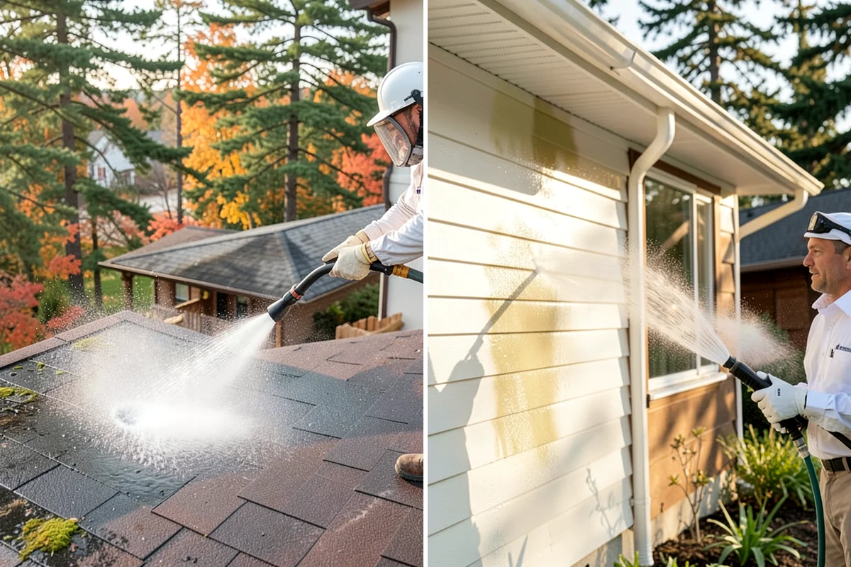 French Window Cleaning in Kenmore, King County, WA - Rinse loose grime from the divided panes