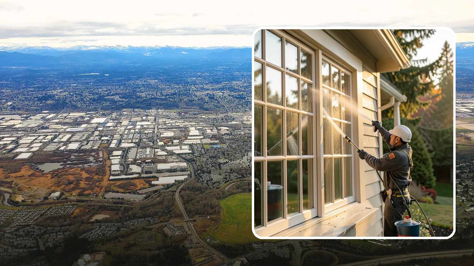 French Window Cleaning in Kent, King County, WA - Detailed cleaning of multi-pane French windows, clearing every divided light and the muntins between them.