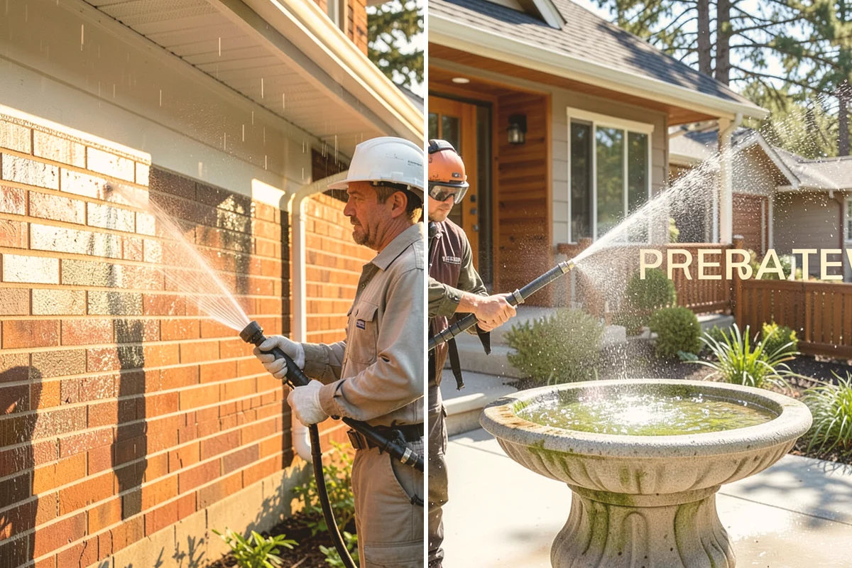French Window Cleaning in Kent, King County, WA - Rinse loose grime from the divided panes