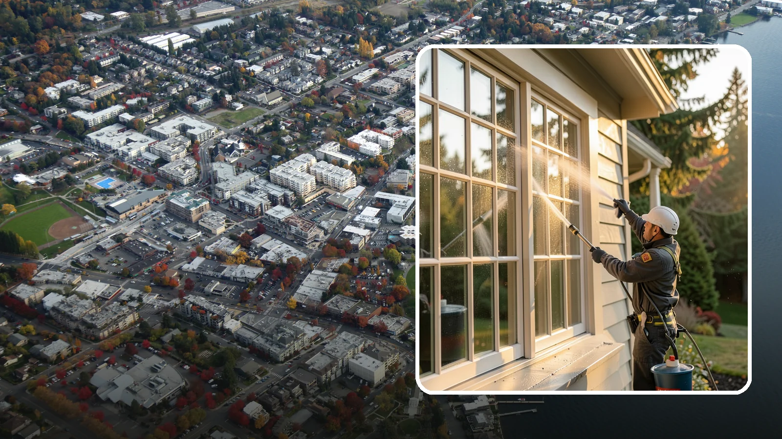 French Window Cleaning in Kirkland, King County, WA - Detailed cleaning of multi-pane French windows, clearing every divided light and the muntins between them.