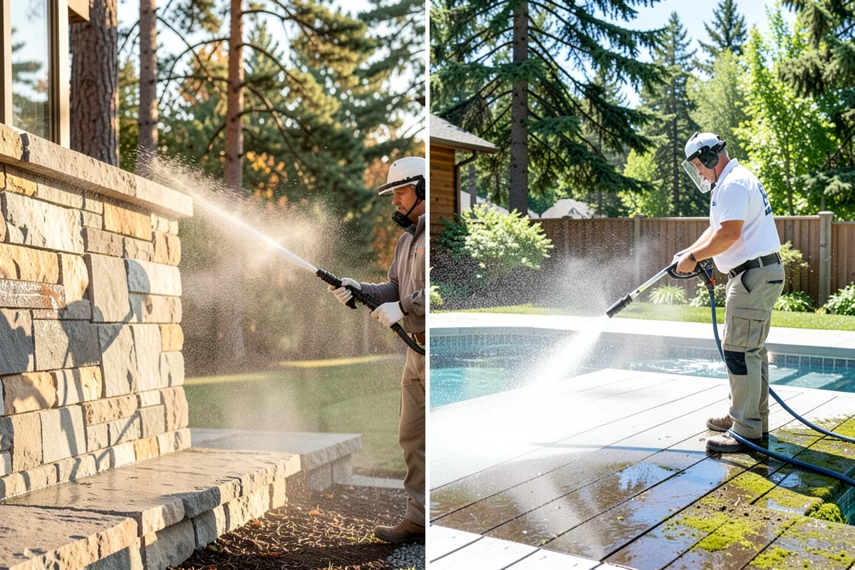 French Window Cleaning in Lake Forest Park, King County, WA - Rinse loose grime from the divided panes