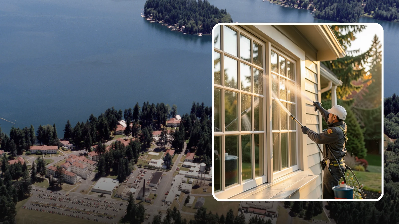 French Window Cleaning in Lakewood, Pierce County, WA - Detailed cleaning of multi-pane French windows, clearing every divided light and the muntins between them.