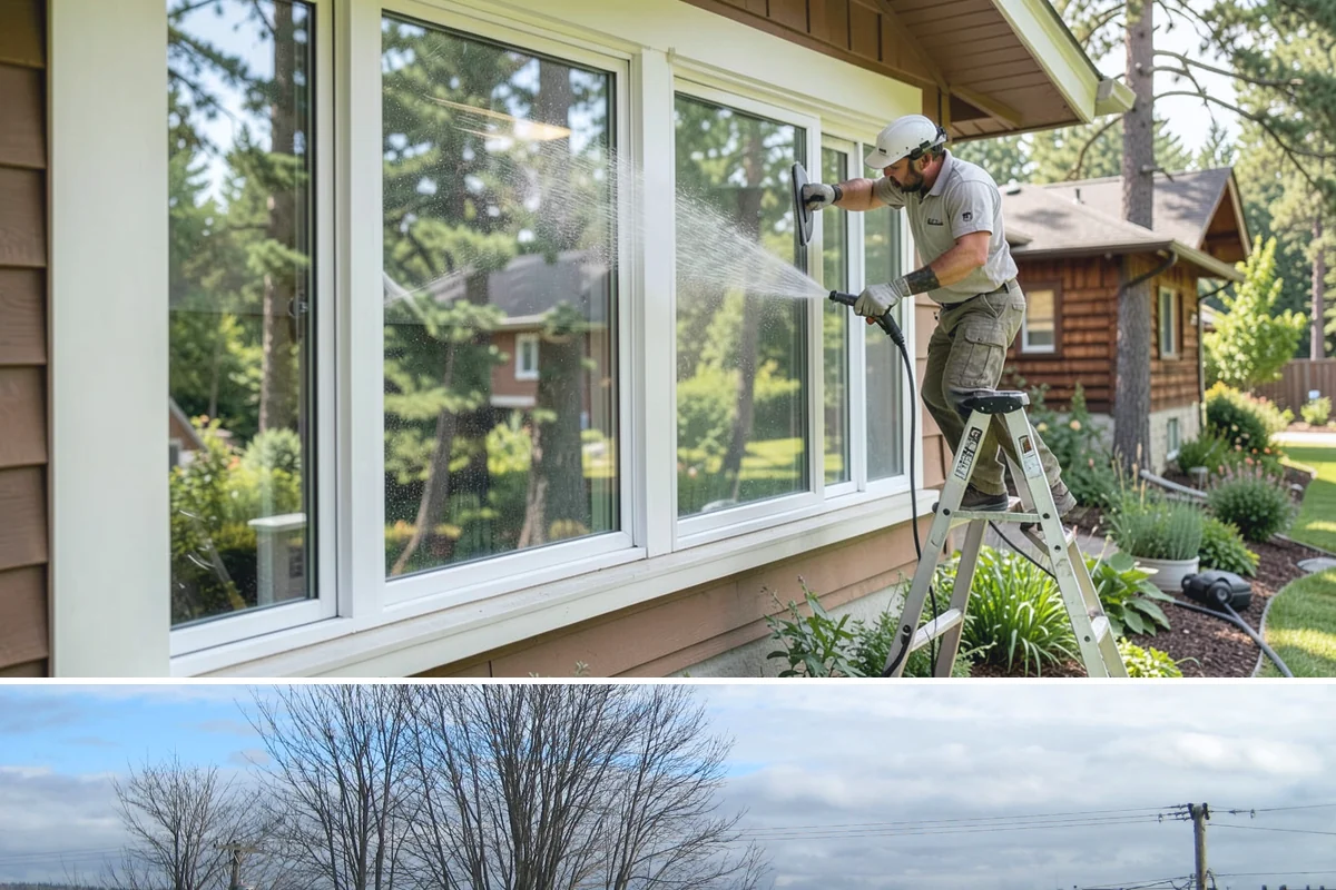 French Window Cleaning in Langley, Island County, WA - Spring is ideal to detail French windows after winter drives grime into every corner.