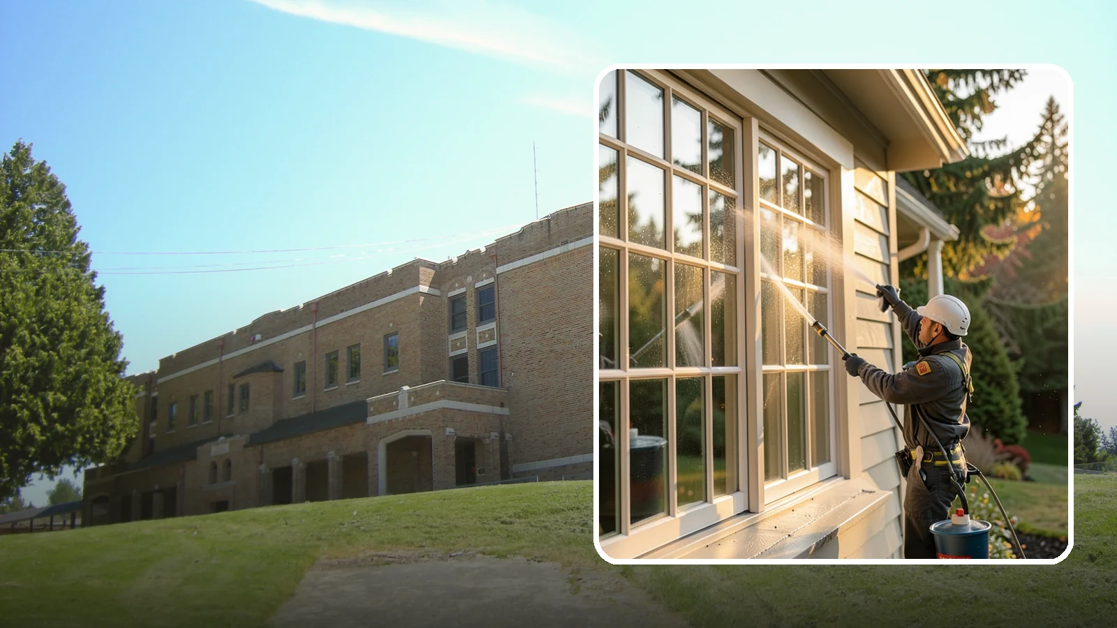 French Window Cleaning in Maple Valley, King County, WA - Detailed cleaning of multi-pane French windows, clearing every divided light and the muntins between them.