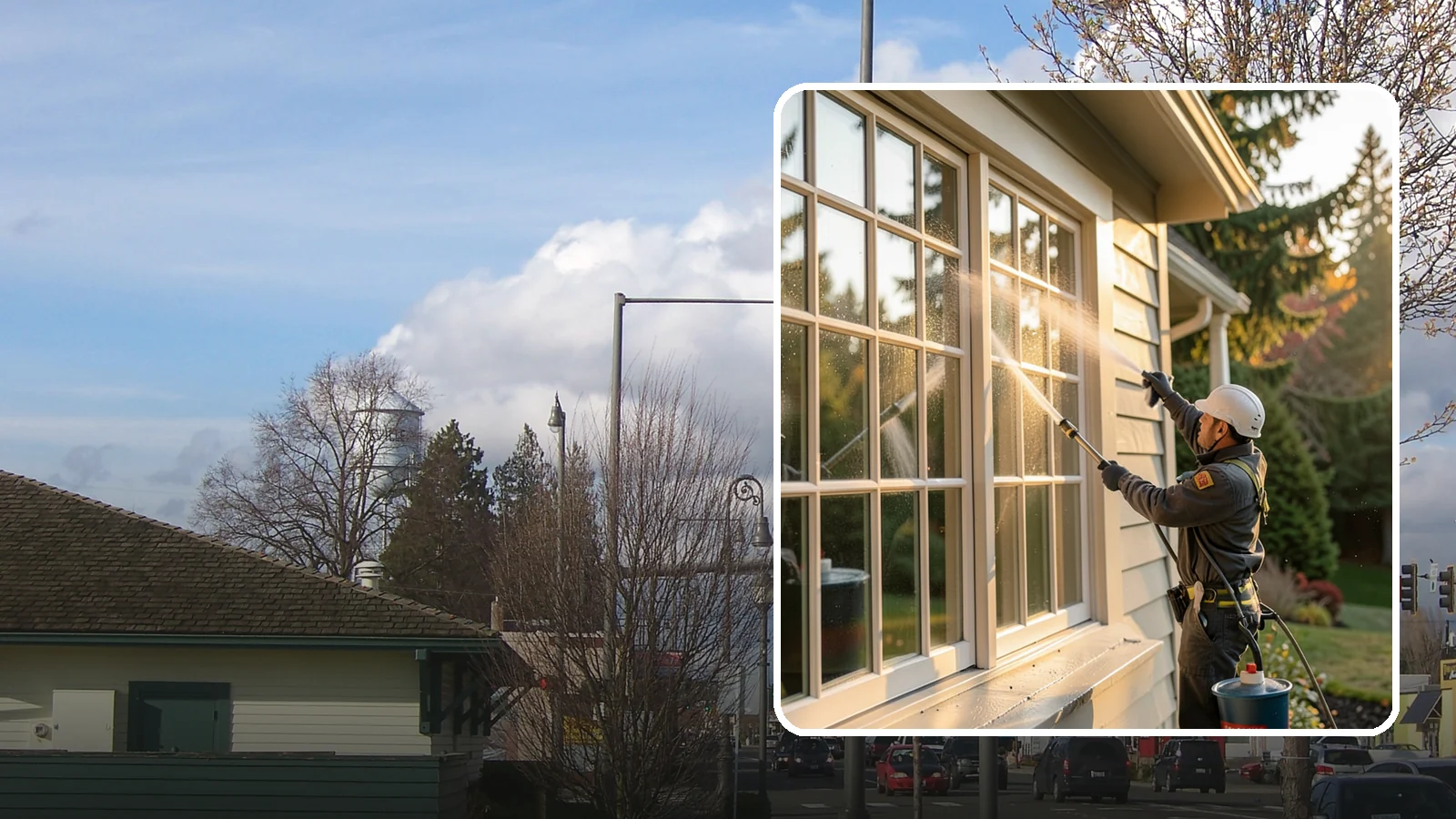 French Window Cleaning in Marysville, Snohomish County, WA - Detailed cleaning of multi-pane French windows, clearing every divided light and the muntins between them.