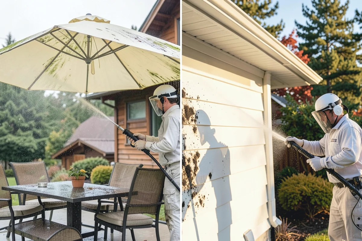 French Window Cleaning in Marysville, Snohomish County, WA - Rinse loose grime from the divided panes
