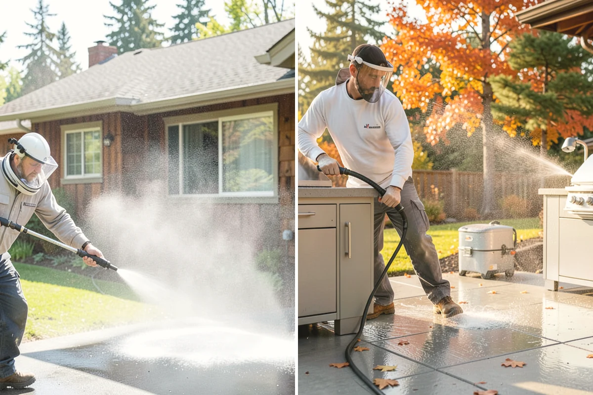 French Window Cleaning in Mercer Island, King County, WA - Rinse loose grime from the divided panes