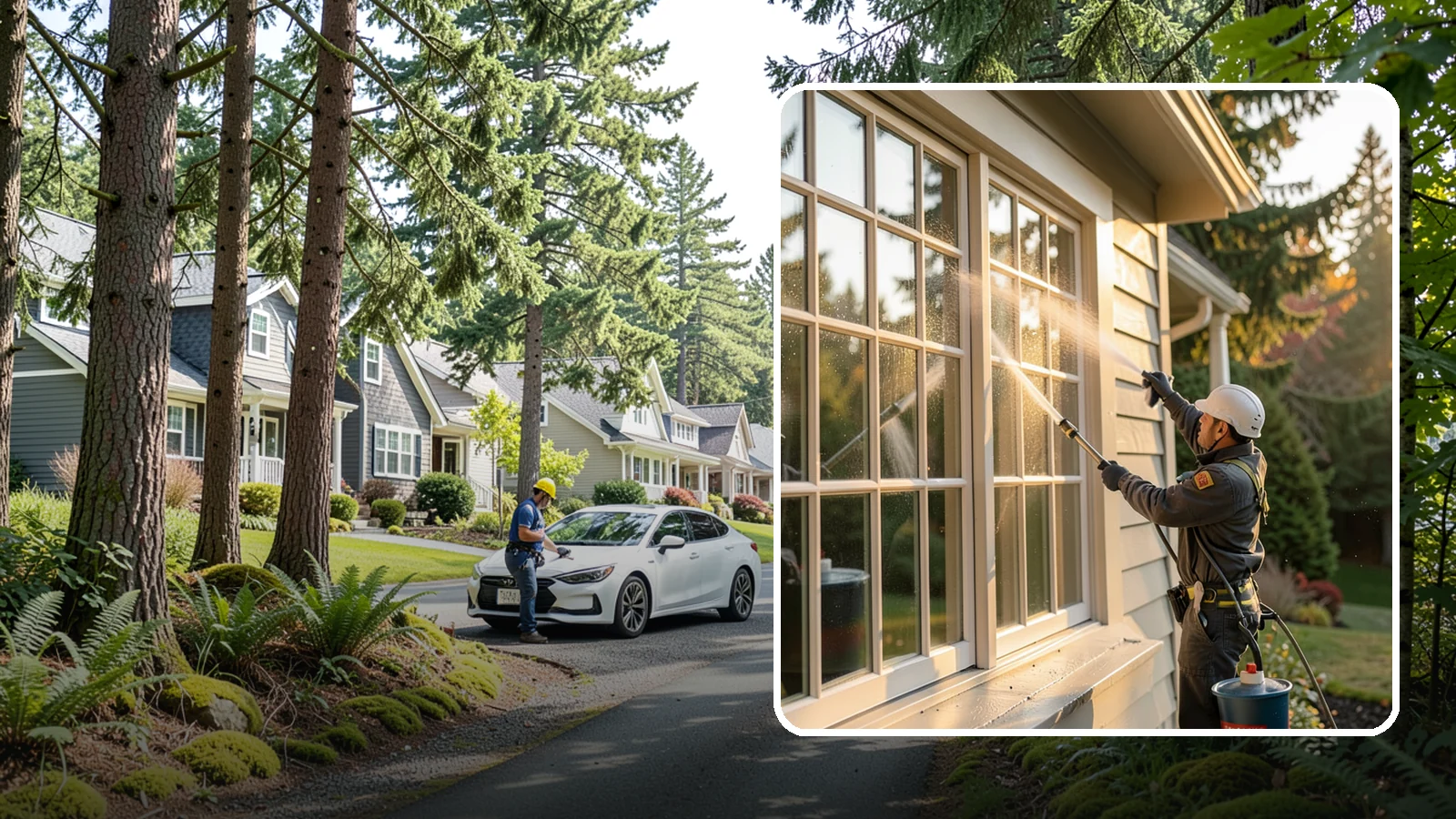 French Window Cleaning in Normandy Park, King County, WA - Detailed cleaning of multi-pane French windows, clearing every divided light and the muntins between them.