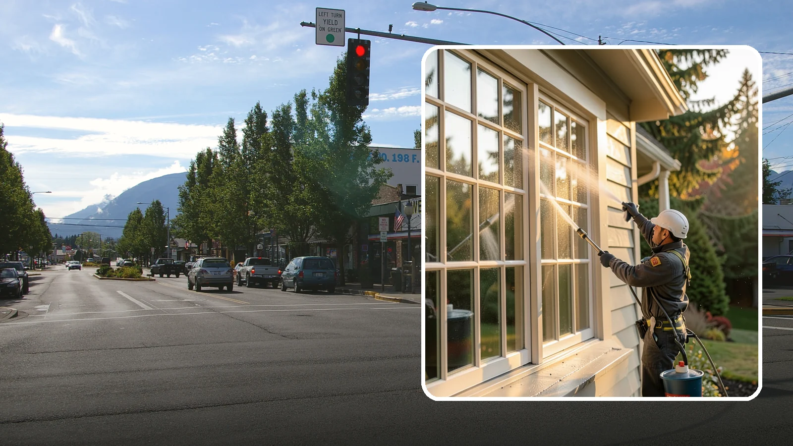 French Window Cleaning in North Bend, King County, WA - Detailed cleaning of multi-pane French windows, clearing every divided light and the muntins between them.
