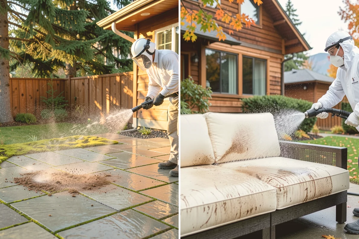 French Window Cleaning in Orting, Pierce County, WA - Rinse loose grime from the divided panes