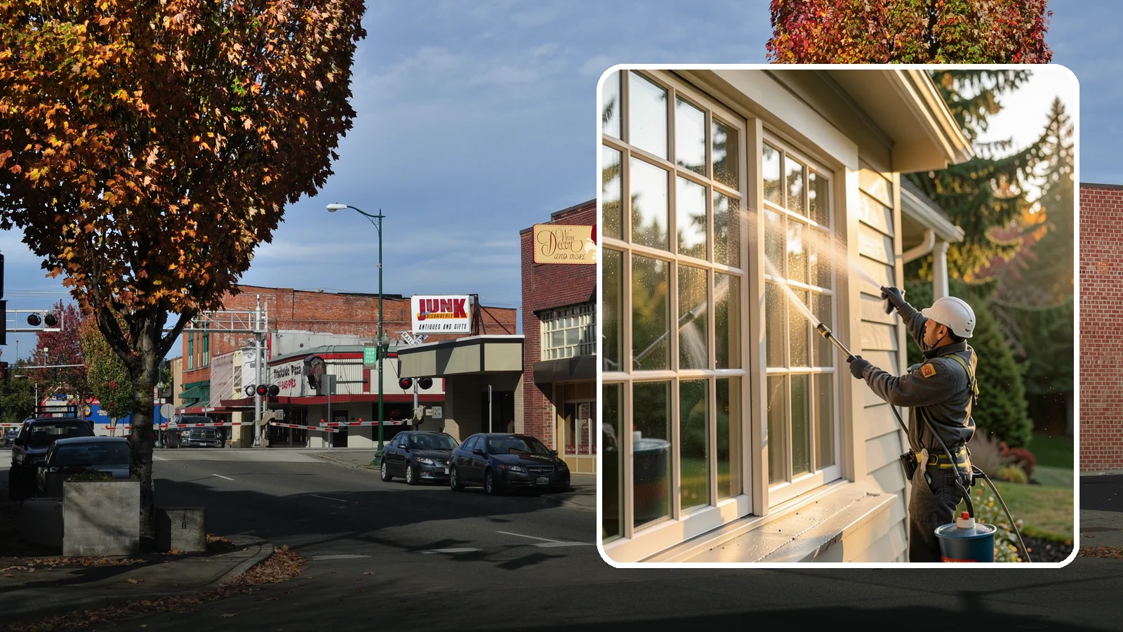 French Window Cleaning in Puyallup, Pierce County, WA - Detailed cleaning of multi-pane French windows, clearing every divided light and the muntins between them.