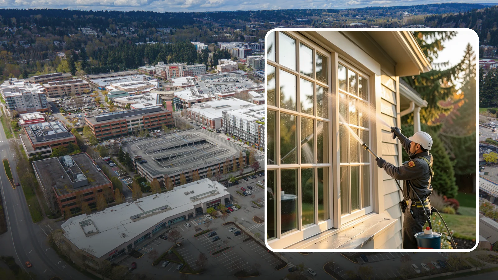 French Window Cleaning in Redmond, King County, WA - Detailed cleaning of multi-pane French windows, clearing every divided light and the muntins between them.
