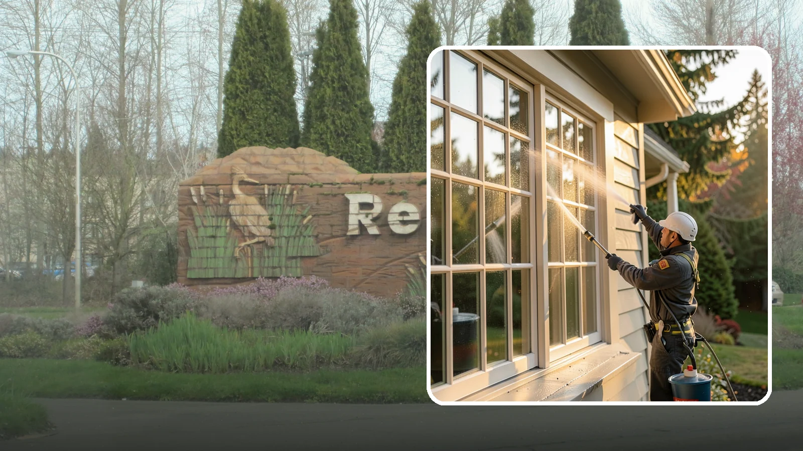 French Window Cleaning in Renton, King County, WA - Detailed cleaning of multi-pane French windows, clearing every divided light and the muntins between them.