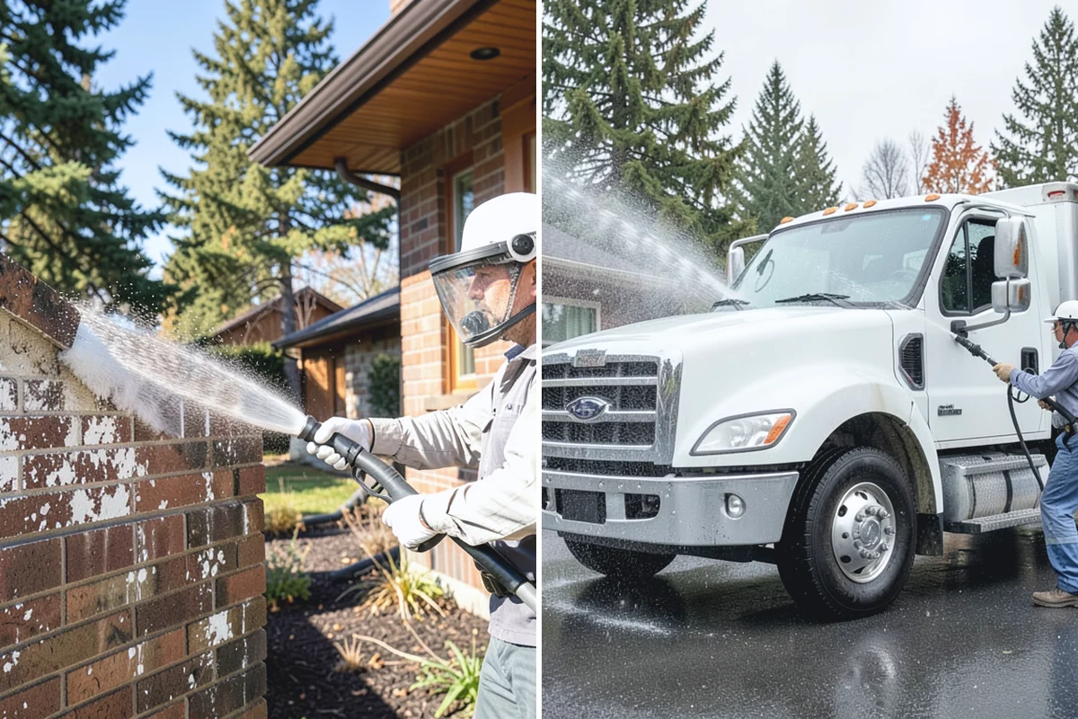 French Window Cleaning in Renton, King County, WA - Rinse loose grime from the divided panes