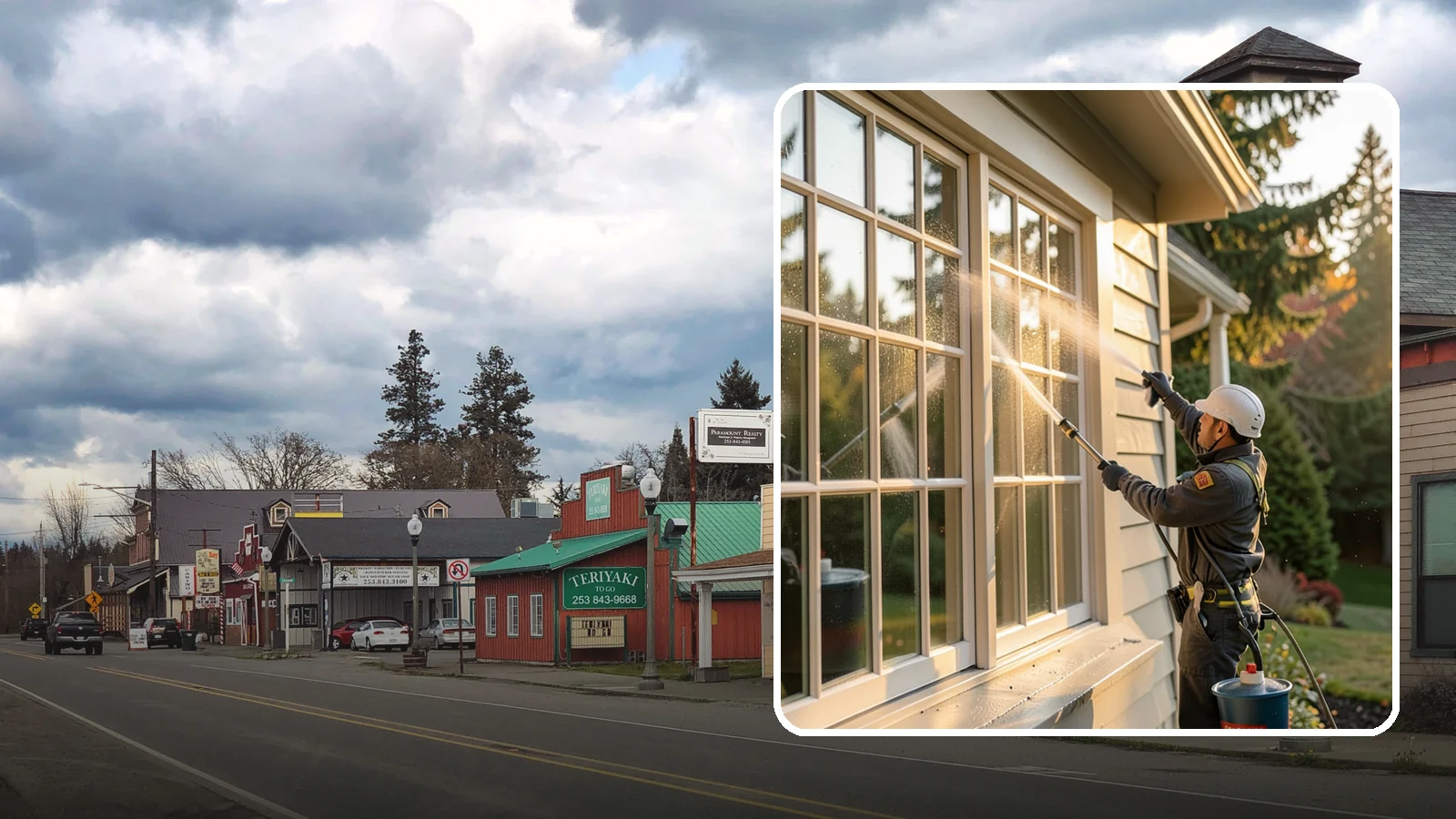 French Window Cleaning in Roy, Pierce County, WA - Detailed cleaning of multi-pane French windows, clearing every divided light and the muntins between them.