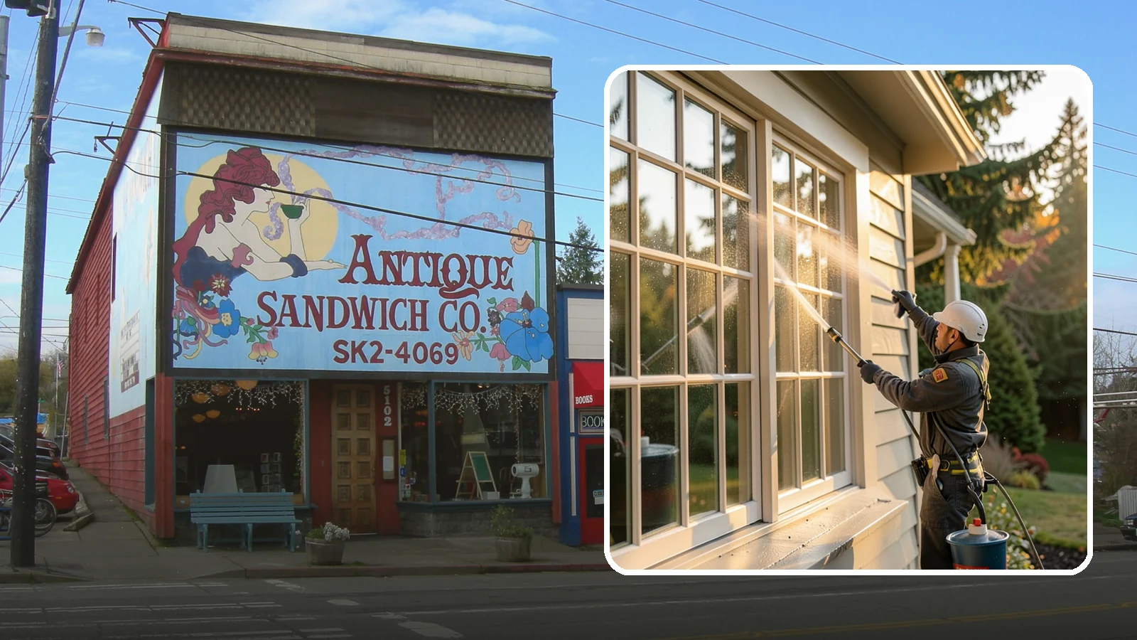 French Window Cleaning in Ruston, Pierce County, WA - Detailed cleaning of multi-pane French windows, clearing every divided light and the muntins between them.