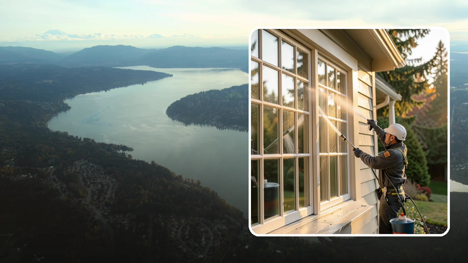 French Window Cleaning in Sammamish, King County, WA - Detailed cleaning of multi-pane French windows, clearing every divided light and the muntins between them.