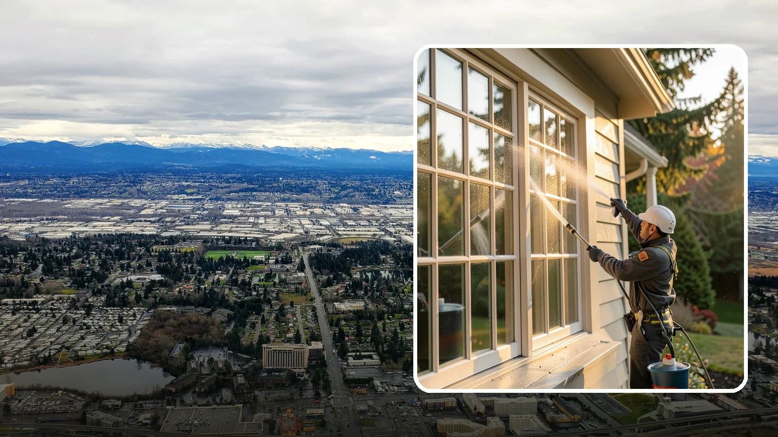 French Window Cleaning in SeaTac, King County, WA - Detailed cleaning of multi-pane French windows, clearing every divided light and the muntins between them.