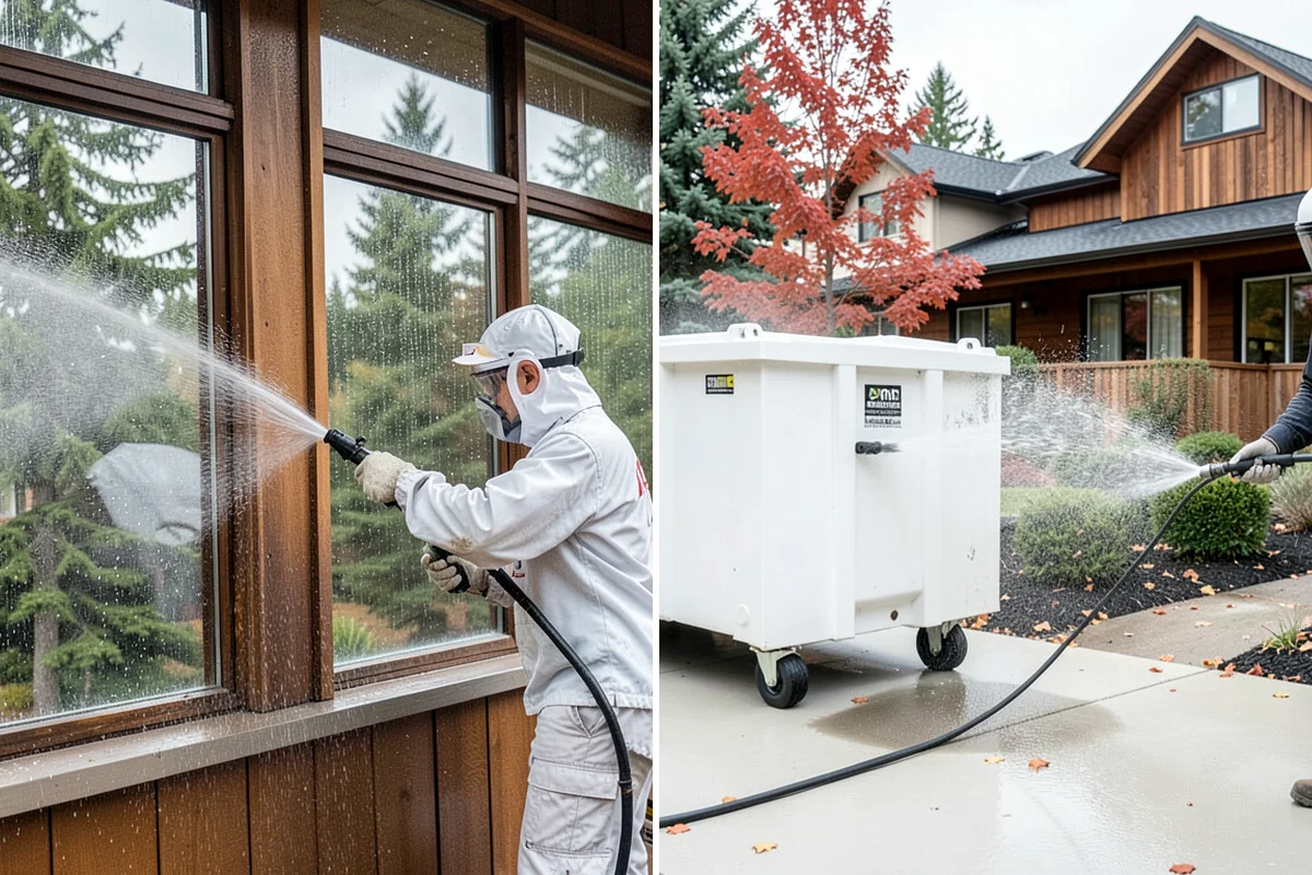 French Window Cleaning in SeaTac, King County, WA - Rinse loose grime from the divided panes