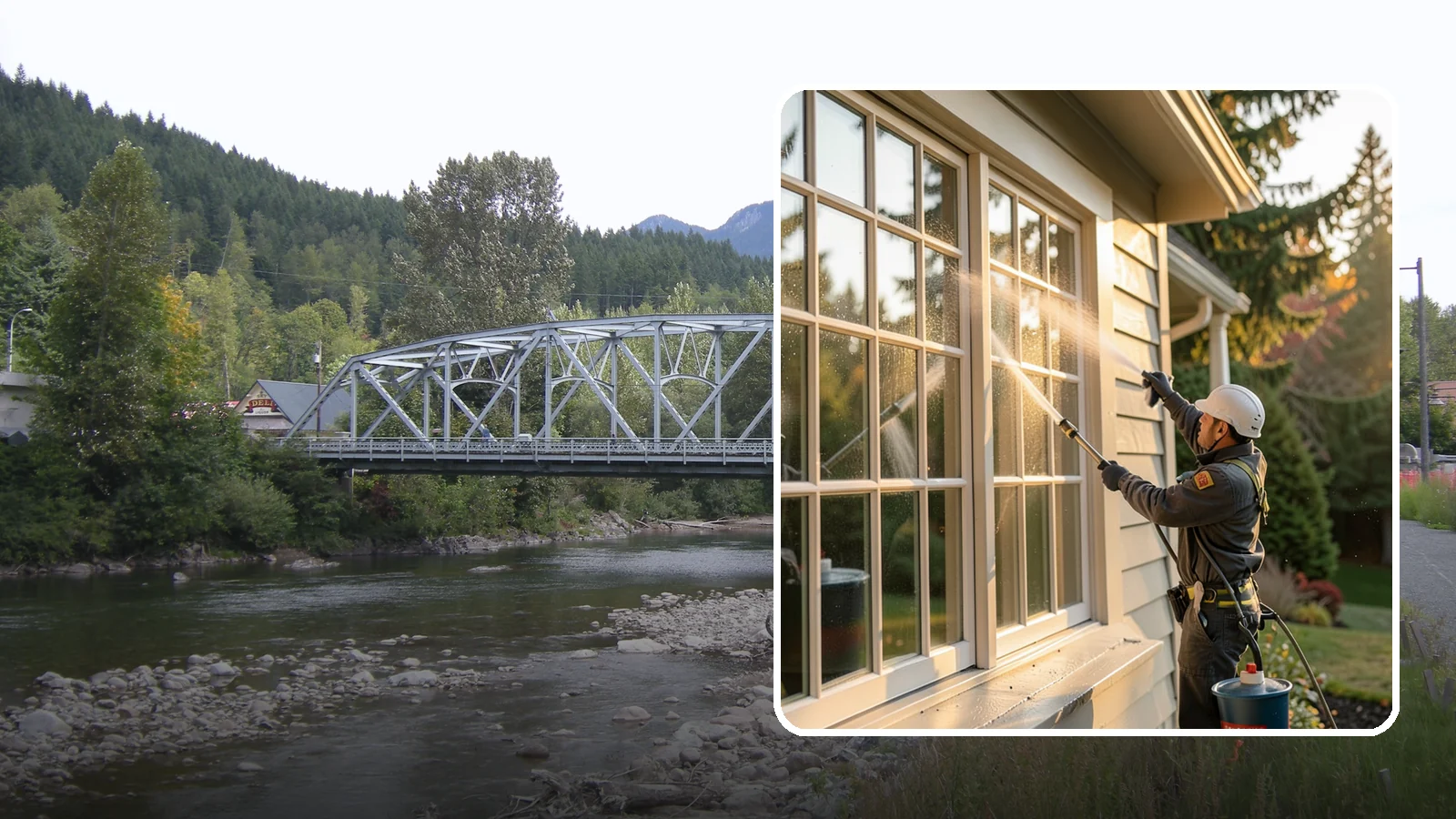 French Window Cleaning in Skykomish, King County, WA - Detailed cleaning of multi-pane French windows, clearing every divided light and the muntins between them.