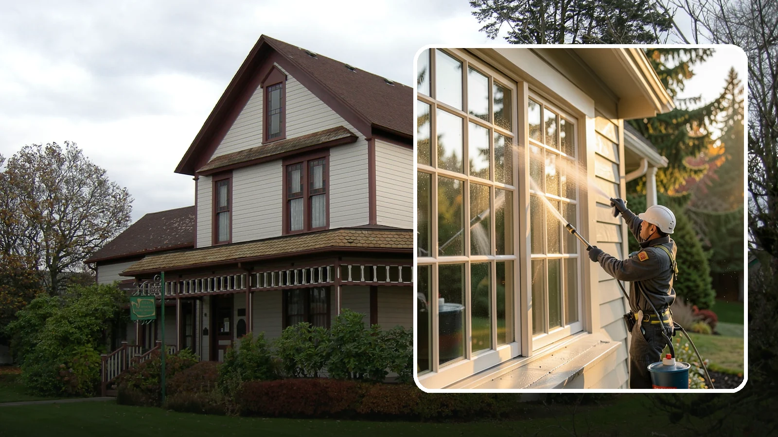 French Window Cleaning in Sumner, Pierce County, WA - Detailed cleaning of multi-pane French windows, clearing every divided light and the muntins between them.