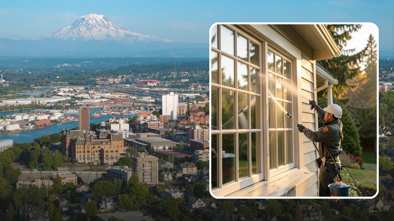 French Window Cleaning in Tacoma, Pierce County, WA - Detailed cleaning of multi-pane French windows, clearing every divided light and the muntins between them.