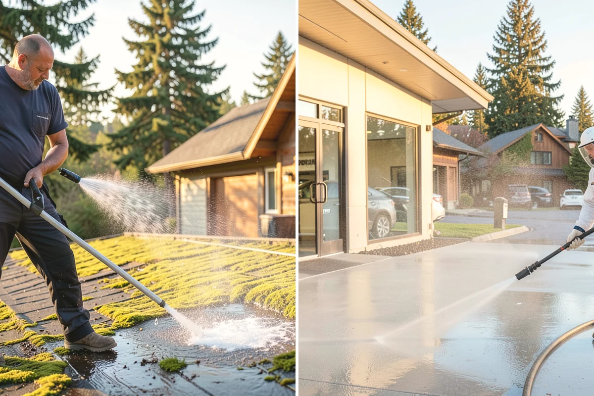 French Window Cleaning in Tukwila, King County, WA - Rinse loose grime from the divided panes