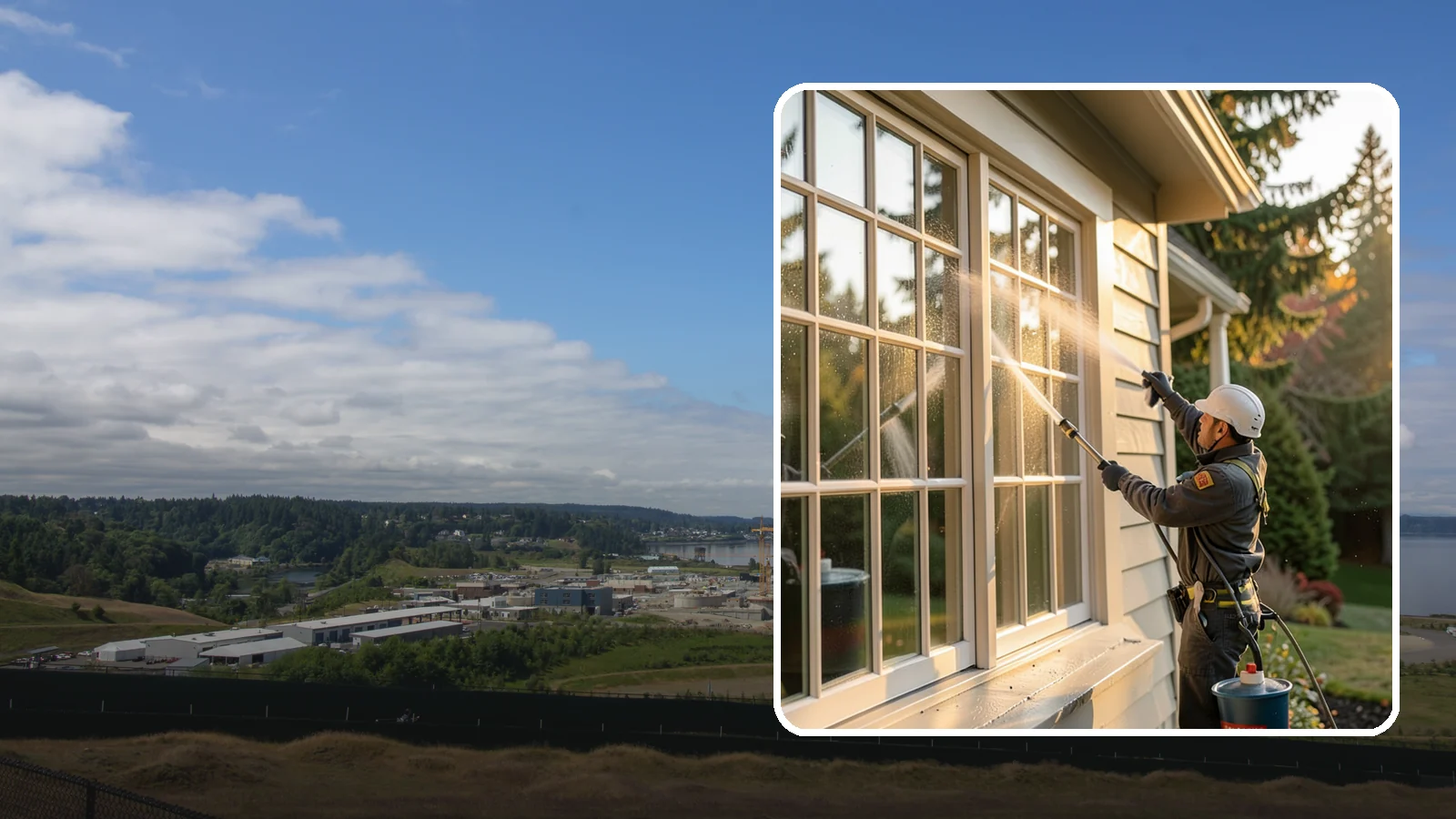 French Window Cleaning in University Place, Pierce County, WA - Detailed cleaning of multi-pane French windows, clearing every divided light and the muntins between them.