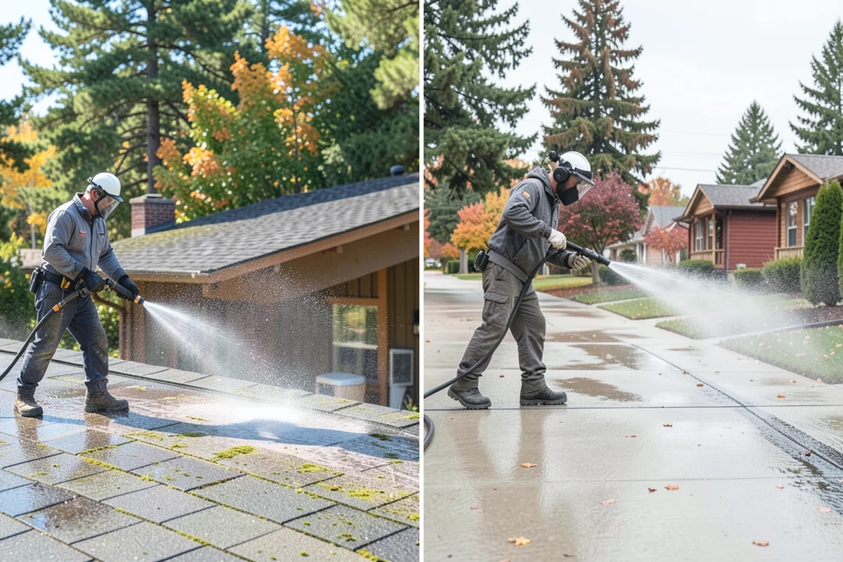 French Window Cleaning in Wilkeson, Pierce County, WA - Rinse loose grime from the divided panes