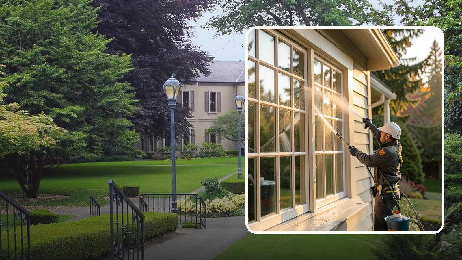 French Window Cleaning in Woodinville, King County, WA - Detailed cleaning of multi-pane French windows, clearing every divided light and the muntins between them.