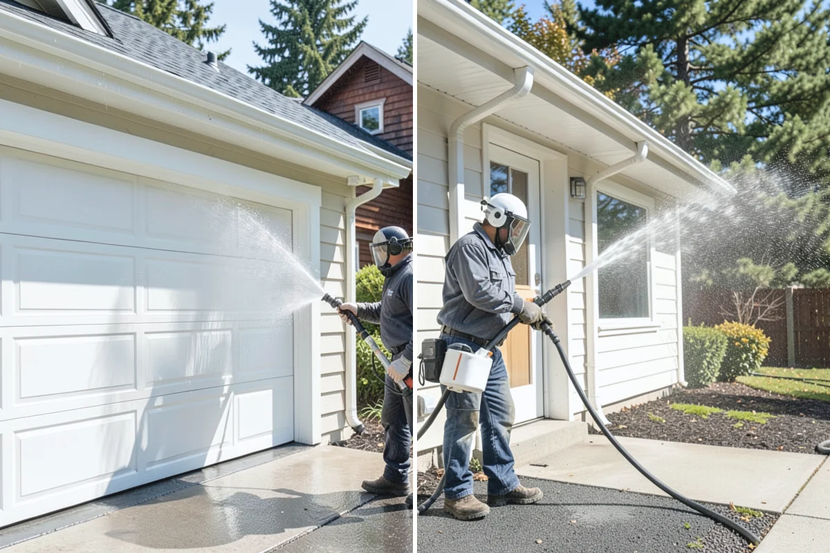 French Window Cleaning in Woodinville, King County, WA - Rinse loose grime from the divided panes