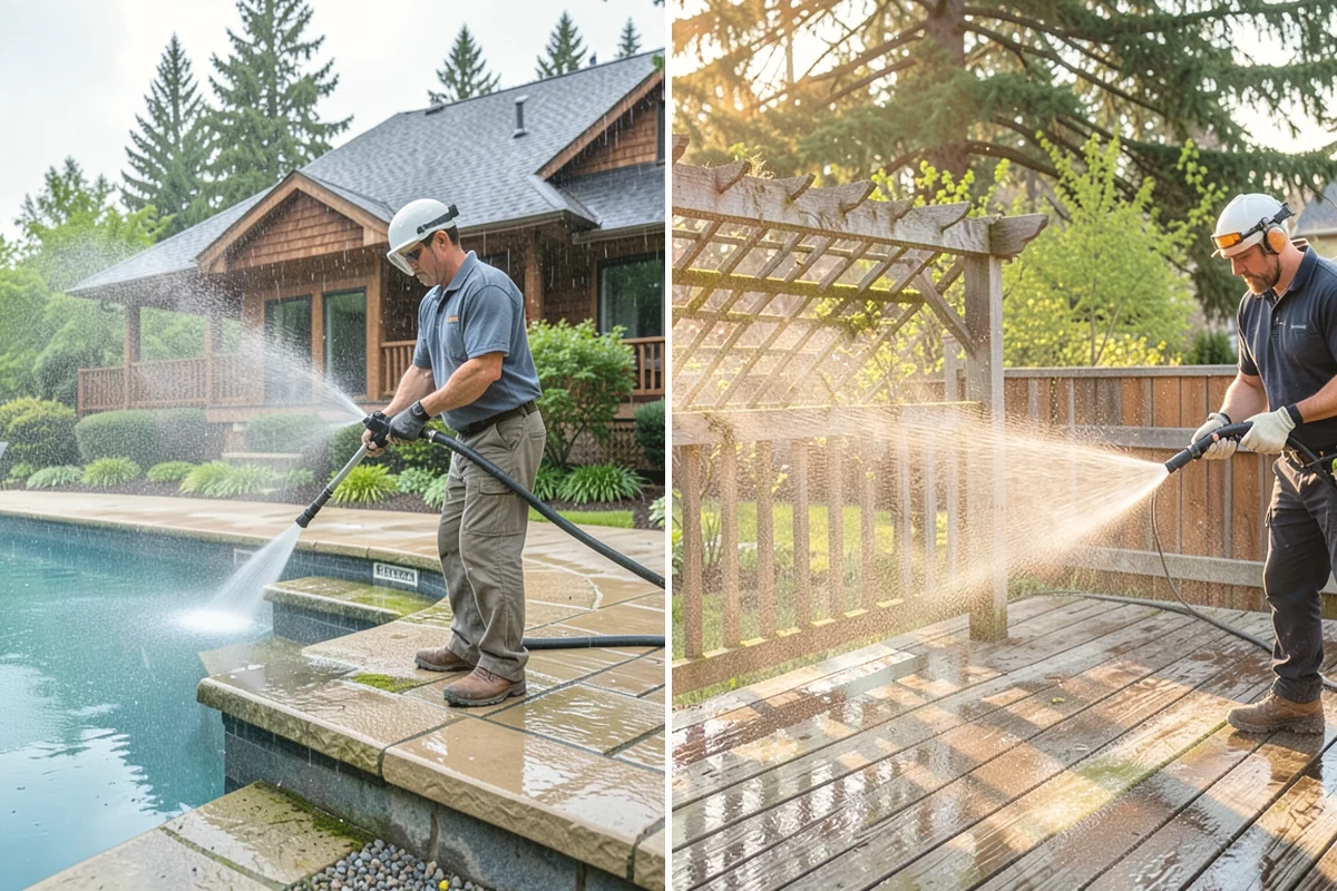 French Window Cleaning in Yarrow Point, King County, WA - Rinse loose grime from the divided panes