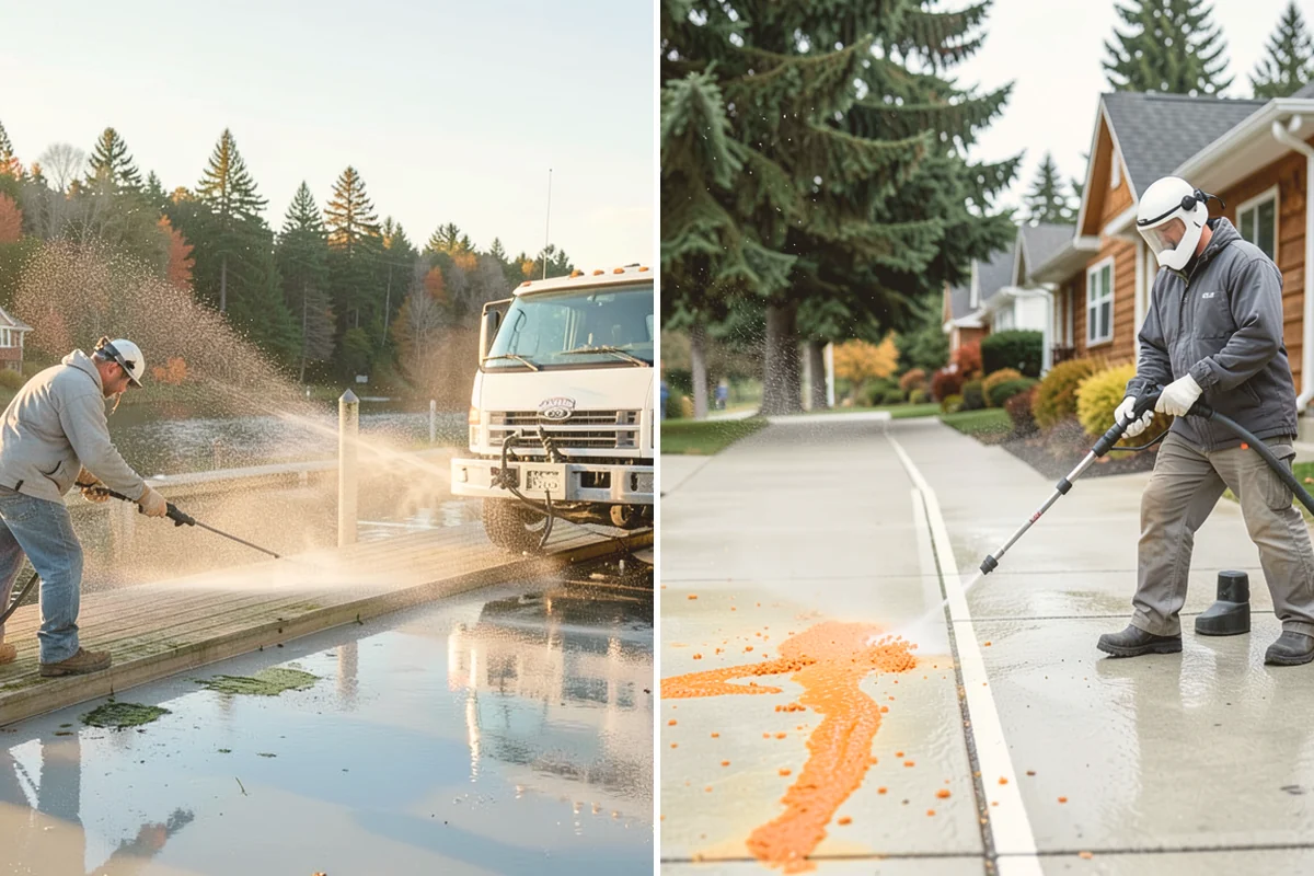 Front Walkway Washing in Algona, King County, WA - Clear needles and leaf litter from the full run