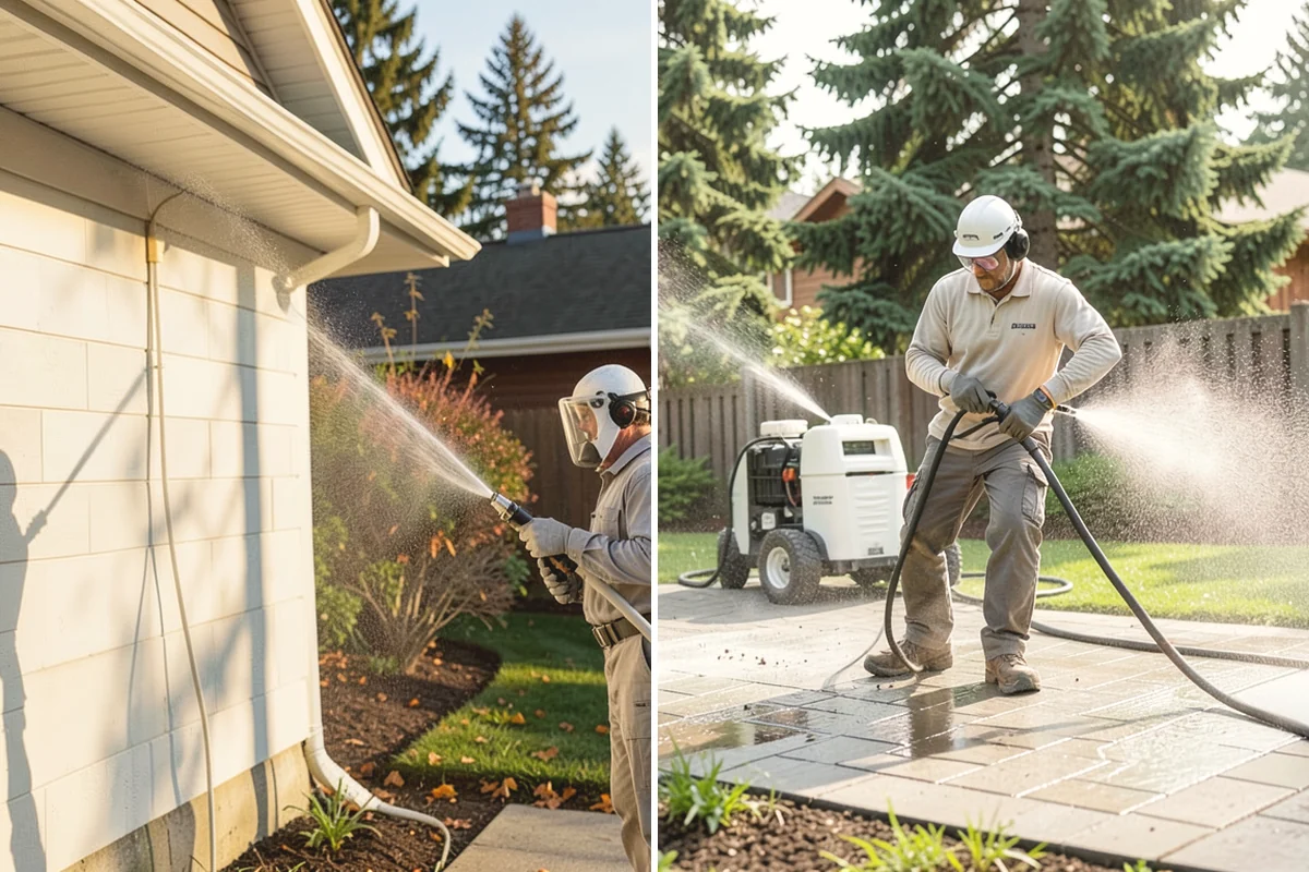 Front Walkway Washing in Anacortes, Skagit County, WA - Clear needles and leaf litter from the full run